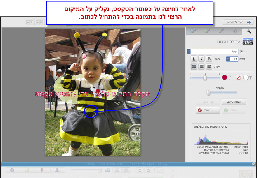 הוספת טקסט לתמונה Picasa Photo Editor 2