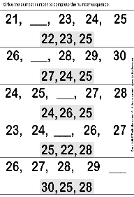 השלמת מספרים חסרים - דפי עבודה בחשבון - דף מס. 17
