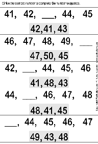 השלמת מספרים חסרים - דפי עבודה בחשבון - דף מס. 19