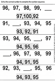 השלמת מספרים חסרים - דפי עבודה בחשבון - דף מס. 24