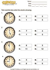 לימוד שעון - דפי עבודה להדפסה - דף מס. 12