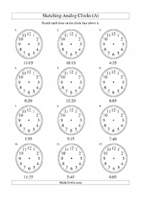 לימוד שעון - דפי עבודה להדפסה - דף מס. 68