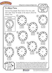 לימוד שעון - דפי עבודה להדפסה - דף מס. 7
