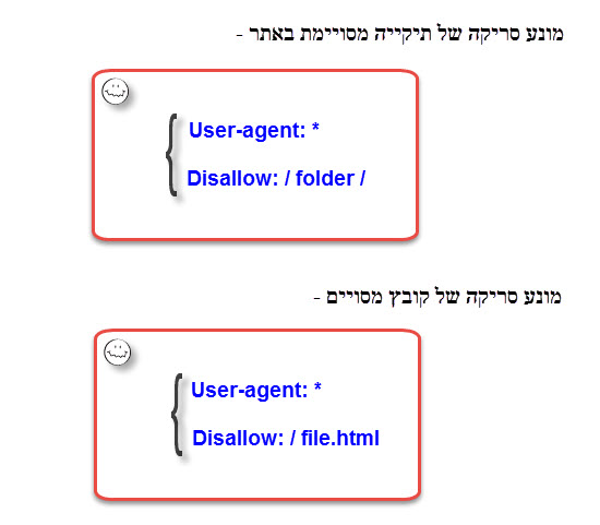 מדריך robots.txt - קוד המונע גישה לתיקייה או קובץ מסוים באתר