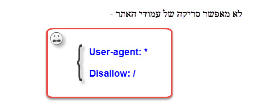 מדריך robots.txt - קוד המונע גישה לכל העמודים באתר