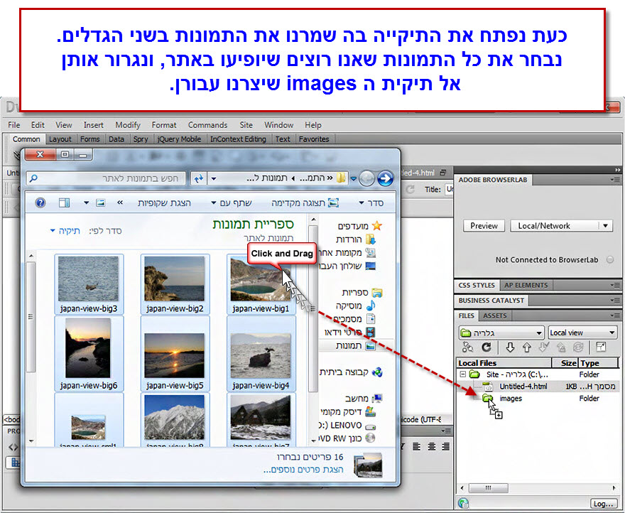 מדריך הוספת גלריית תמונות לאתר - העתקת התמונות וקבצי הגלריה לאתר - 4