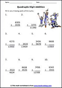 דפי עבודה בחשבון - חיבור - מעל 10 - דף מס. 68