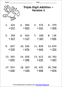 דפי עבודה בחשבון - חיבור - מעל 10 - דף מס. 82