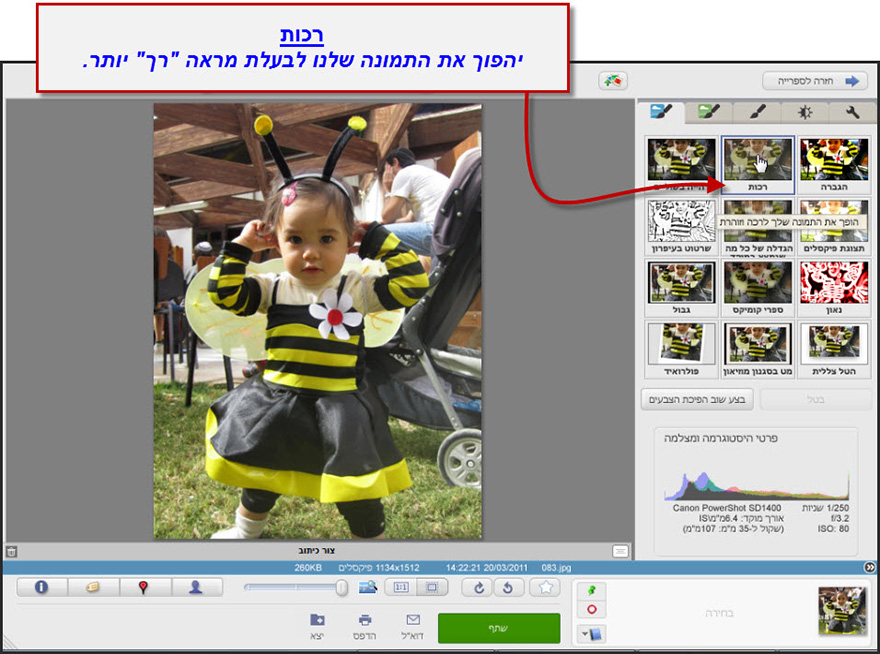 מראה רך יותר לתמונה Picasa Photo Editor 1