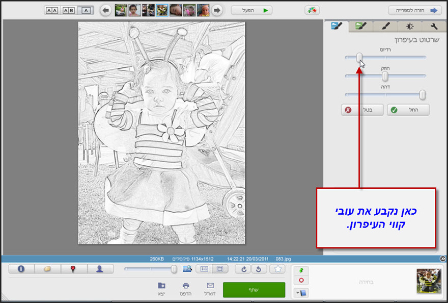 אפקט שרטוט בעיפרון Picasa Photo Editor 2