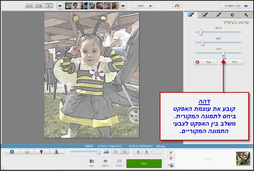 אפקט שרטוט בעיפרון Picasa Photo Editor 4