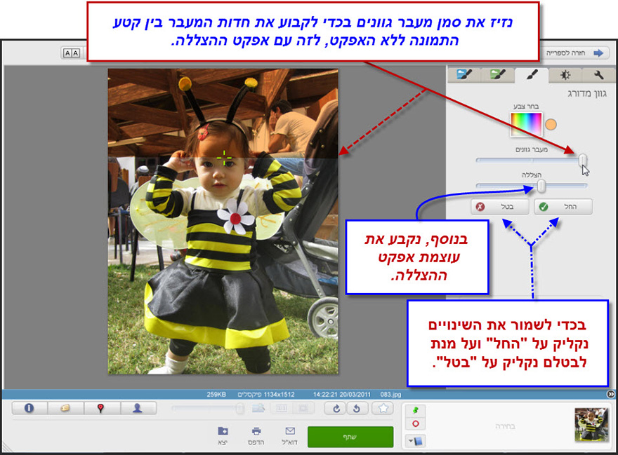 הוספת גוון מדורג לתמונה Picasa Photo Editor 5