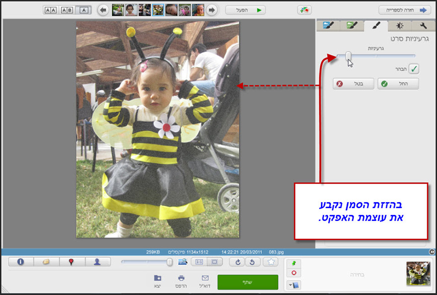 הוספת גרעיניות לתמונה Picasa Photo Editor 2