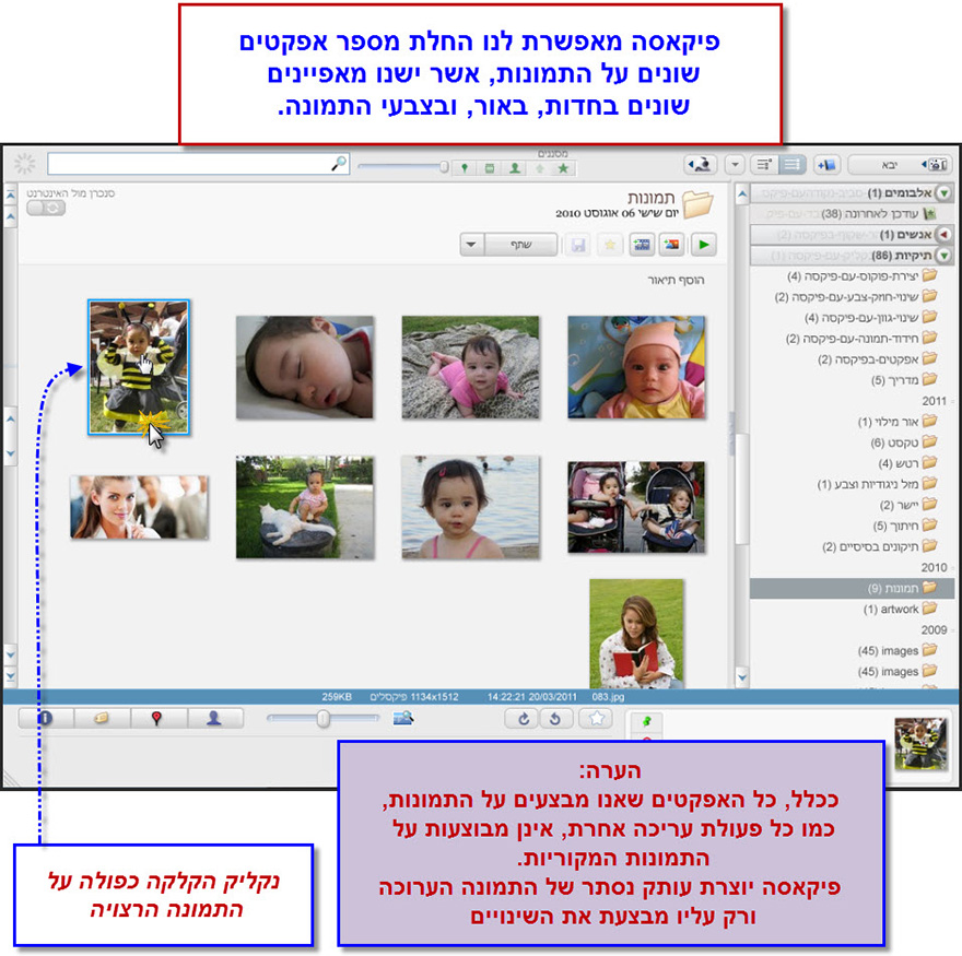 לשונית עיבוד תמונה מהנה ומועיל Picasa Photo Editor 1